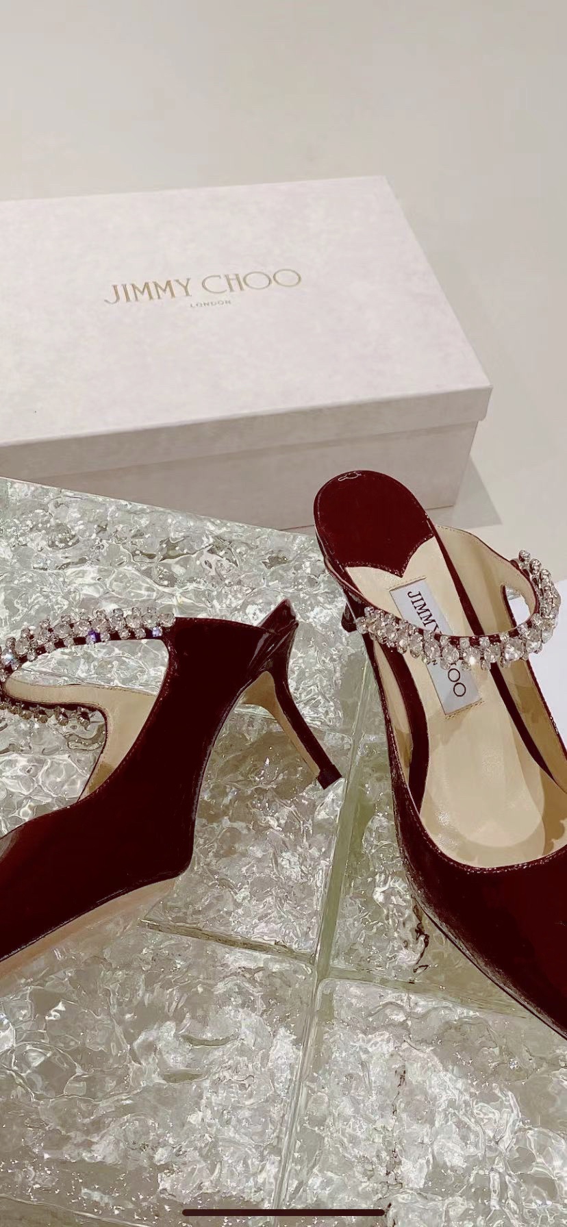 JIMMY CHOO ポインテッドトゥパンプス 輸入漆皮 フルグレインクリスタルシープスキン イタリア製本革底 1.0/6.5/8.5cm