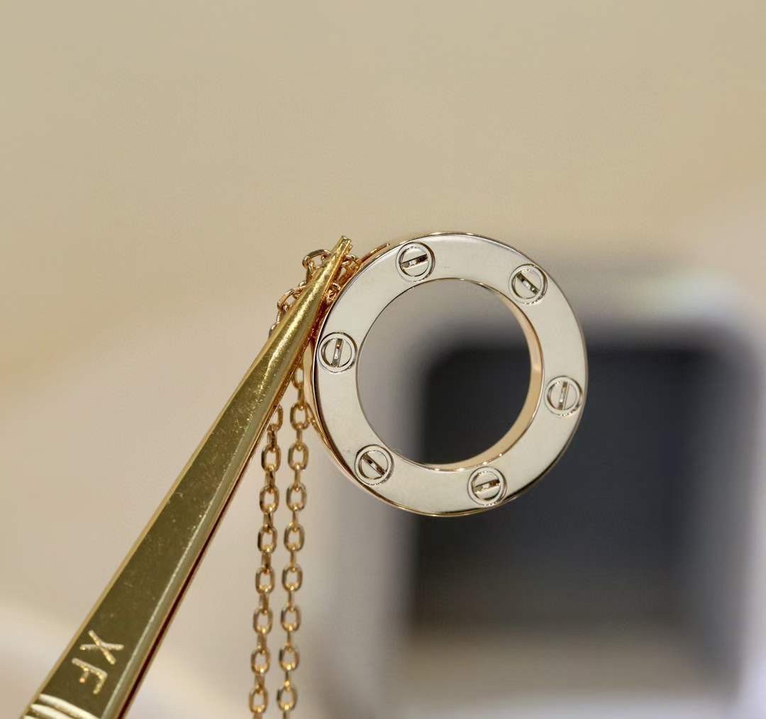 Cartier Cartier/卡地亚 玫金瑰全钉 圆锁饼骨项链
