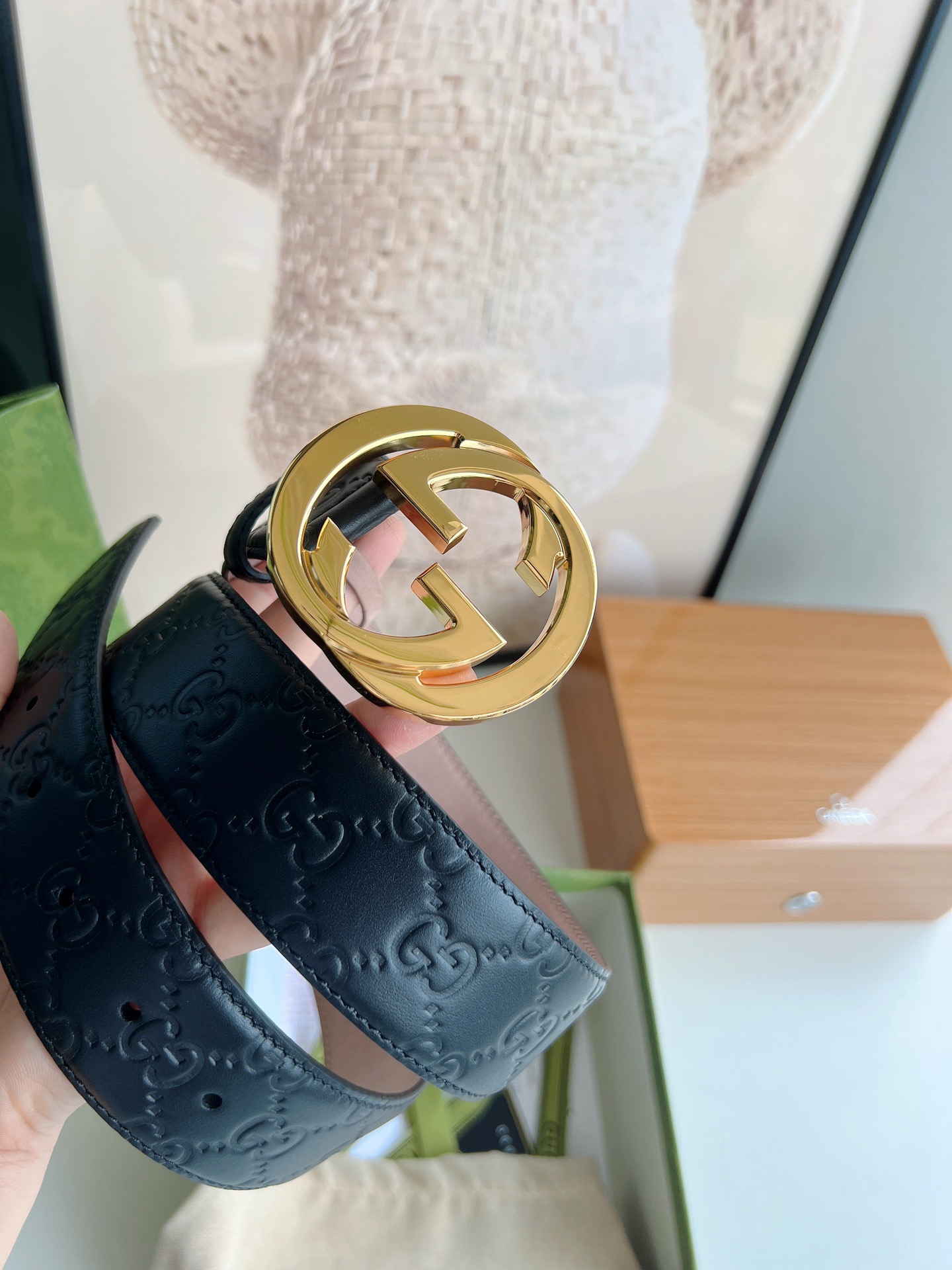 Gucci古驰  双G扣厚度对版开模男士商务休闲腰带