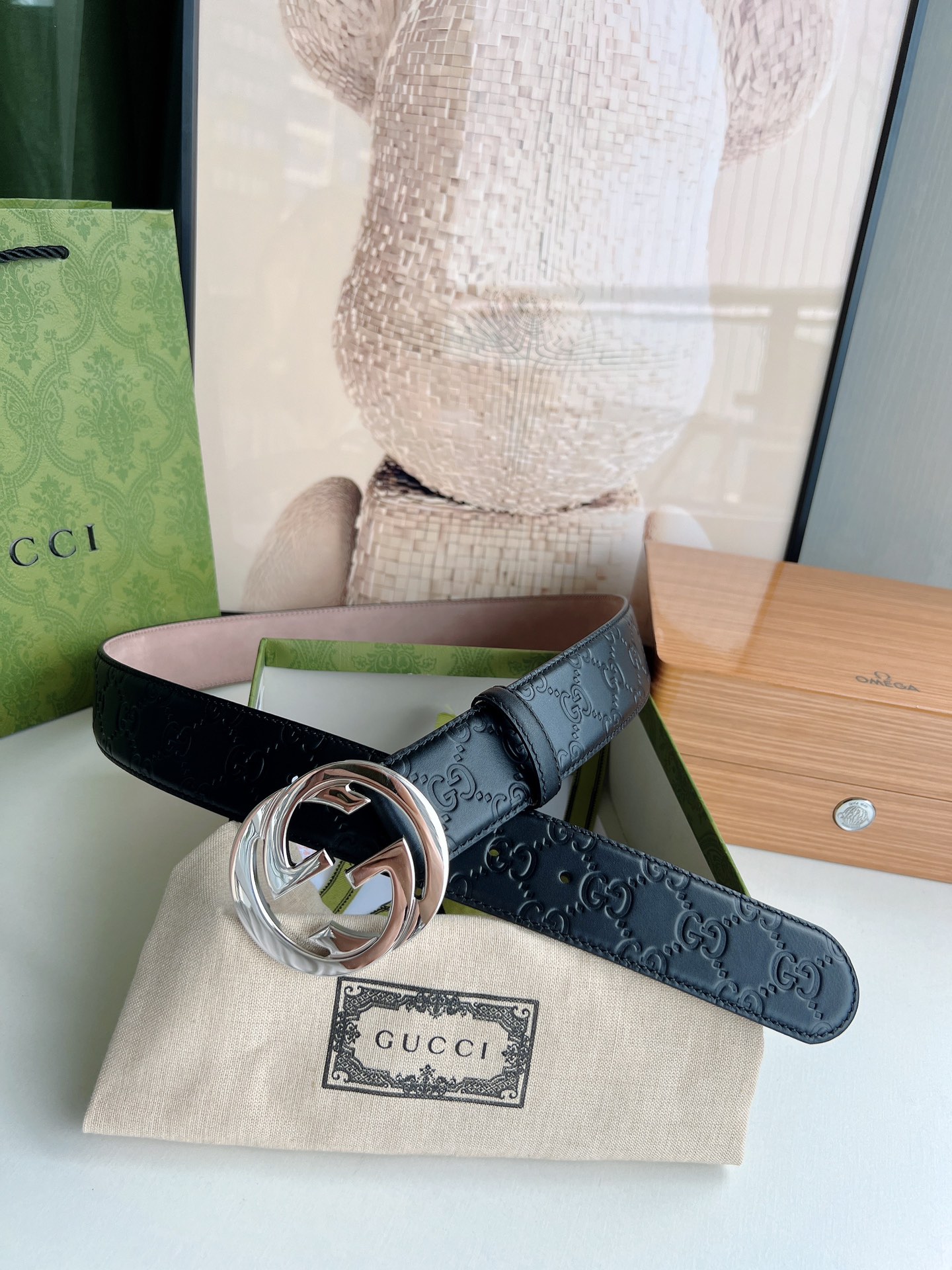 Gucci古驰  双G扣厚度对版开模男士商务休闲腰带