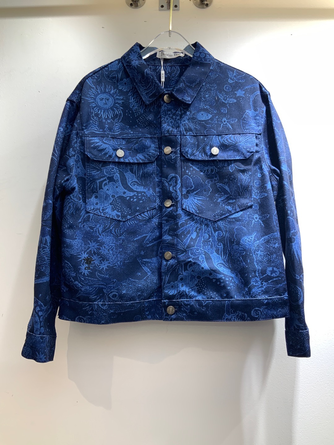 Replica For Cheap
 Dior Clothing Coats & Jackets Blue Dark Printing Long Sleeve