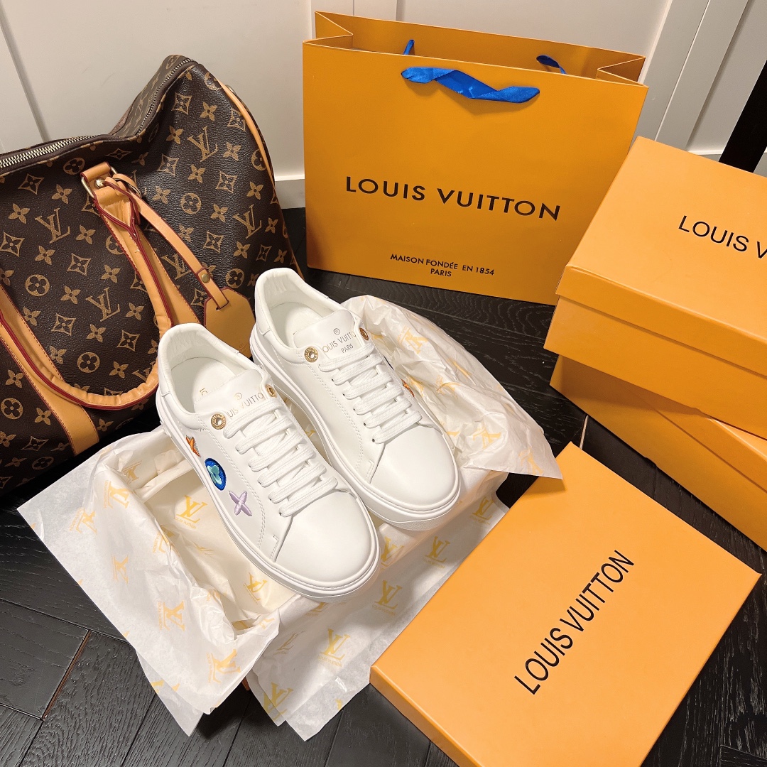 Louis Vuitton Skateboard Shoes White Printing Cowhide Silk TPU