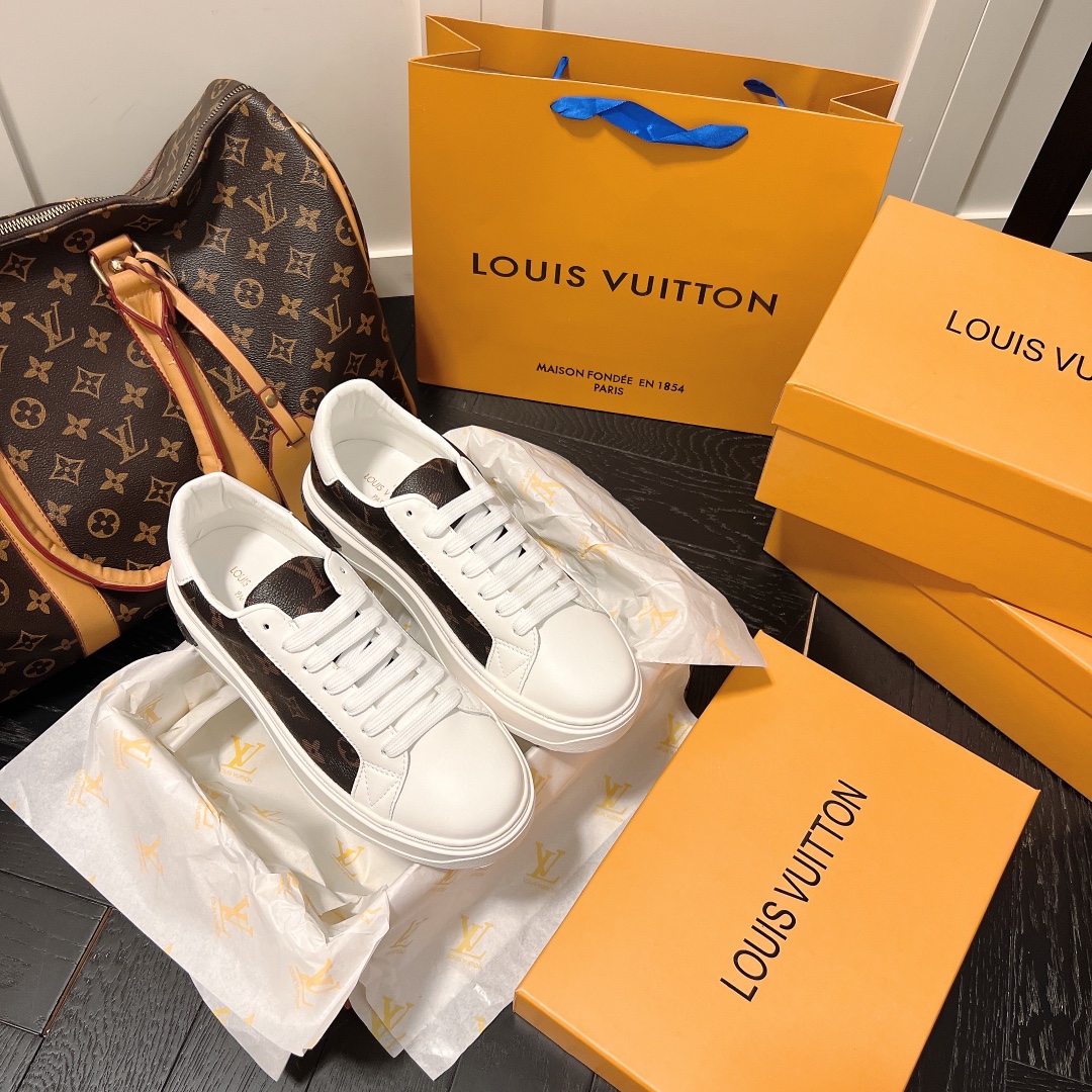 Louis Vuitton Skateboard Shoes White Printing Cowhide Silk TPU