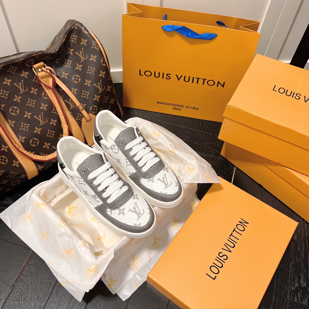 Louis Vuitton Skateboard Shoes White Printing Cowhide Silk TPU