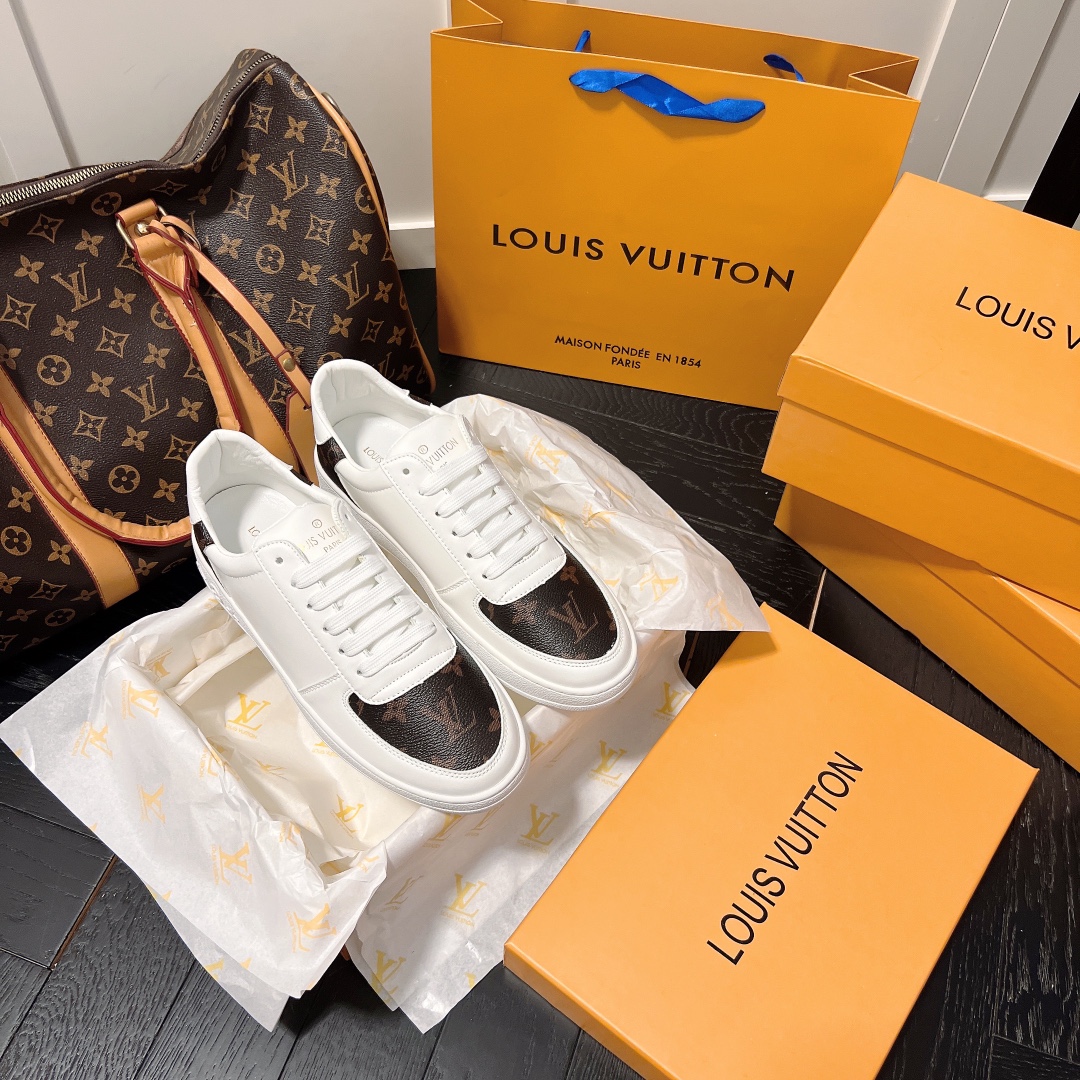 Louis Vuitton Skateboard Shoes White Printing Cowhide Silk TPU