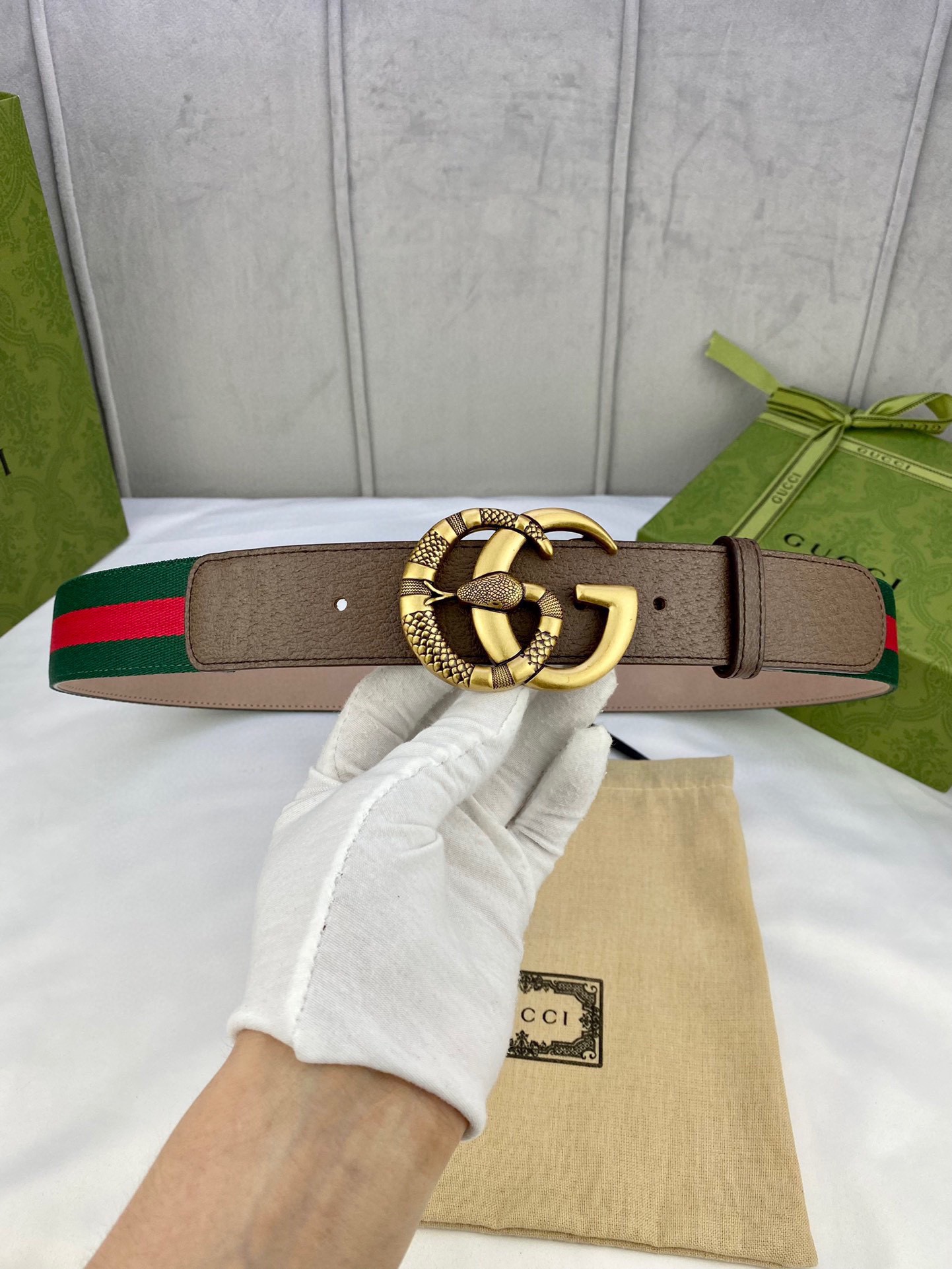 宽度3.8cmGUCCI经典帆布织带