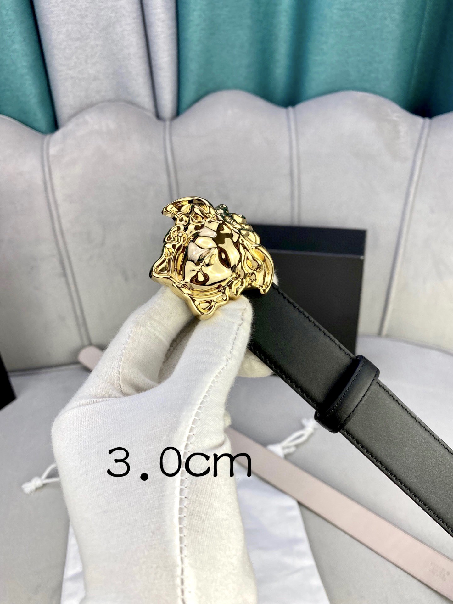 宽度3.0cm范思哲此腰带饰有标志性
