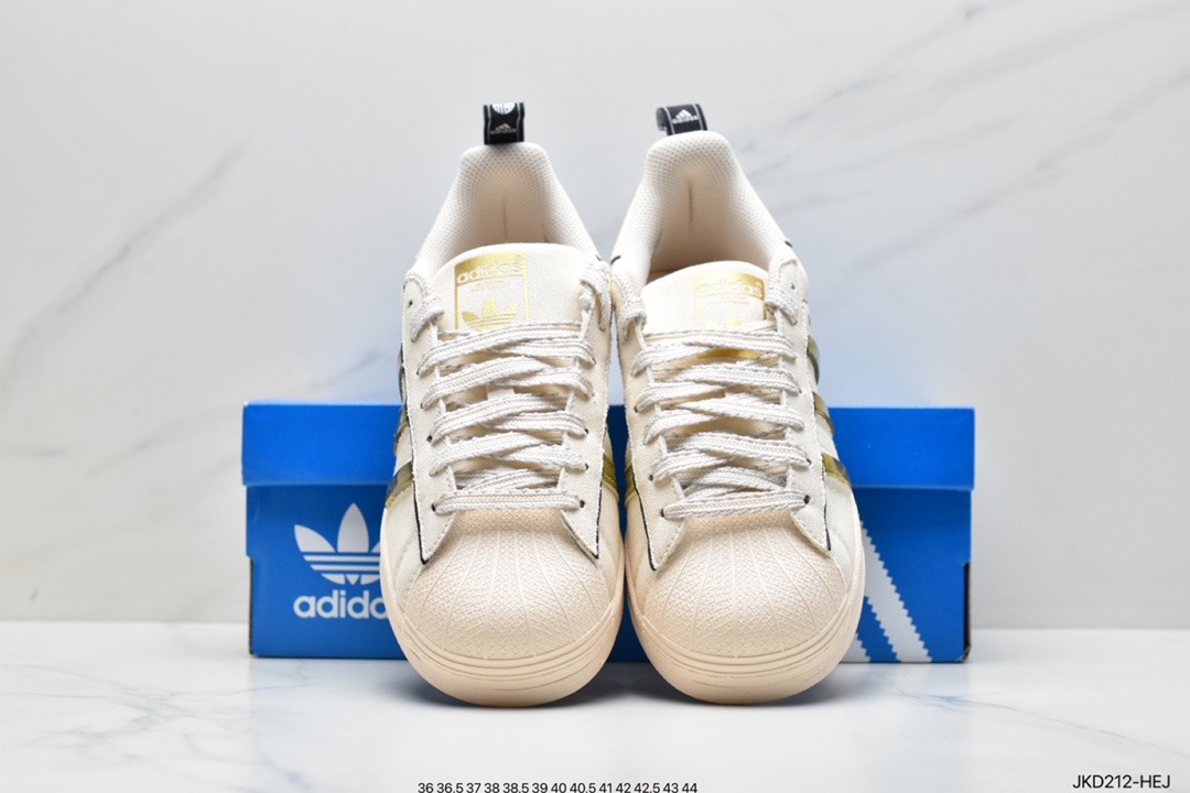 Adidas Adidas Clover Originals Superstar ”Sail/Green/Lace” Shell Head Series Low Top Classic All-match Casual Sports Sneakers GW4441