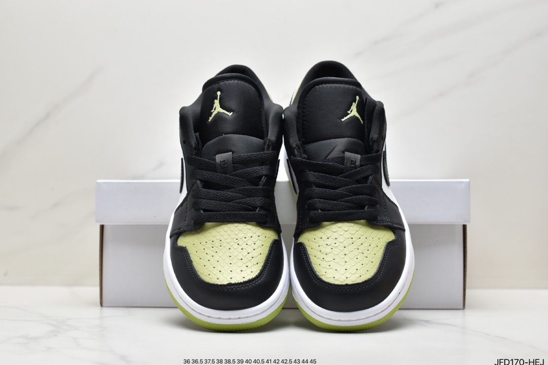 170 Air Jordan aj1 AJ1 乔丹1代 乔1低帮系列Air Jordan 1 Low 苹果绿 黑白绿蛇纹 DX4446-301