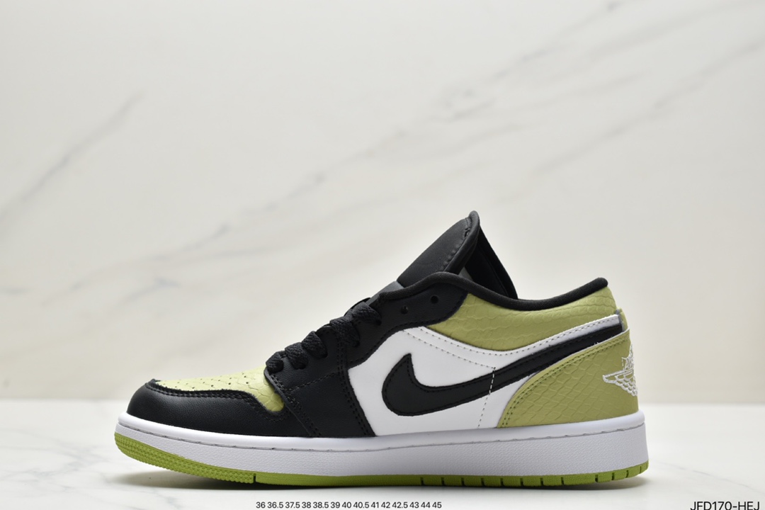 170 Air Jordan aj1 AJ1 乔丹1代 乔1低帮系列Air Jordan 1 Low 苹果绿 黑白绿蛇纹 DX4446-301