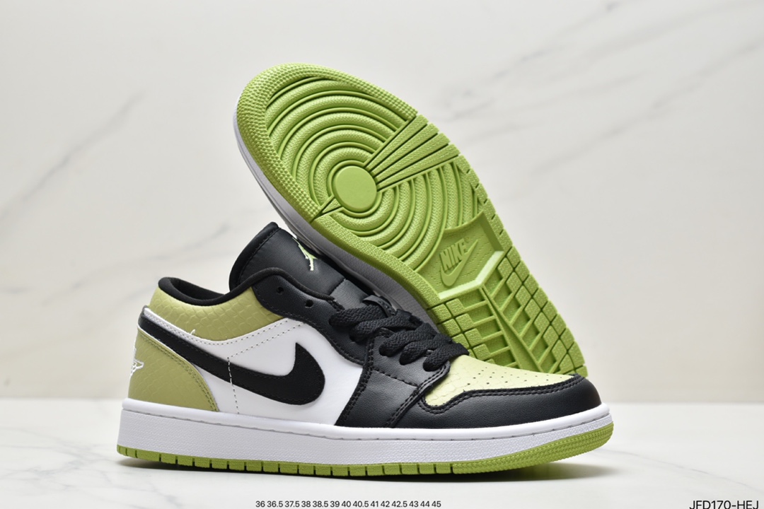 170 Air Jordan aj1 AJ1 乔丹1代 乔1低帮系列Air Jordan 1 Low 苹果绿 黑白绿蛇纹 DX4446-301