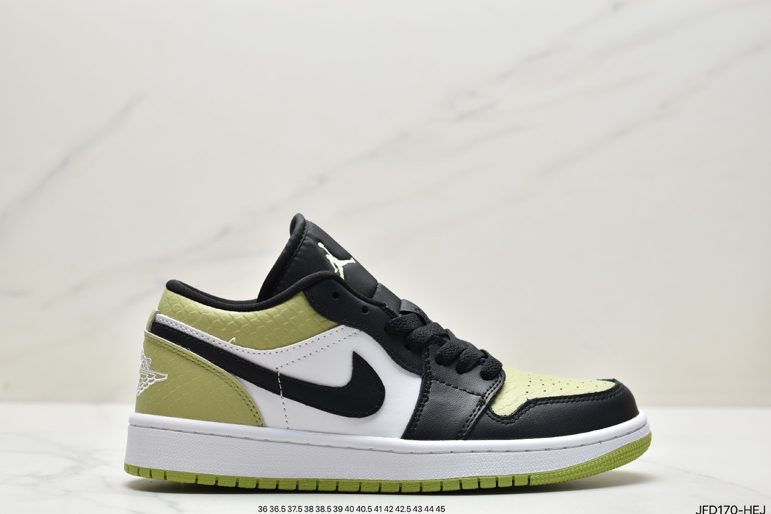 170 Air Jordan aj1 AJ1 乔丹1代 乔1低帮系列Air Jordan 1 Low 苹果绿 黑白绿蛇纹 DX4446-301