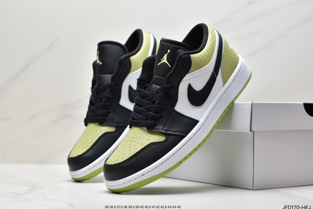 170 Air Jordan aj1 AJ1 乔丹1代 乔1低帮系列Air Jordan 1 Low 苹果绿 黑白绿蛇纹 DX4446-301