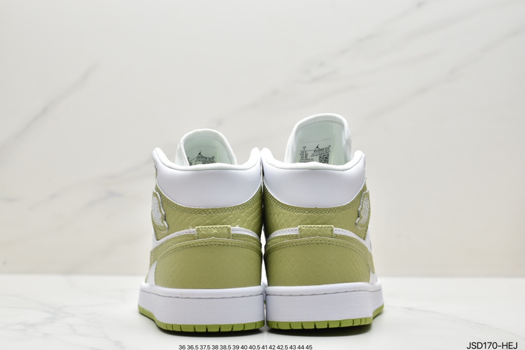 Air Jordan 1 Mid snake pattern white and green mid-top series DV2959-113