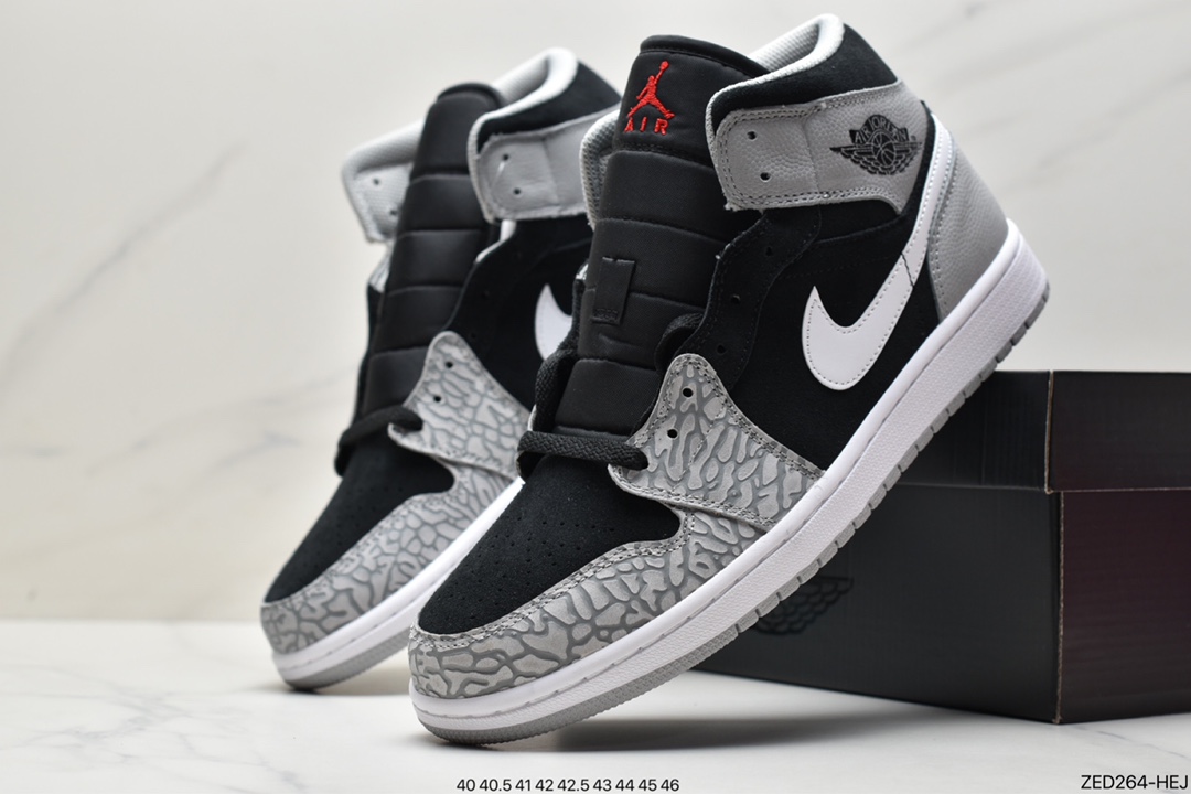 260 Air Jordan 1 Mid SE ”Elephant Toe” 中帮 黑灰爆裂纹 AJ1 乔丹1代 aj1 乔1 DM1200-016
