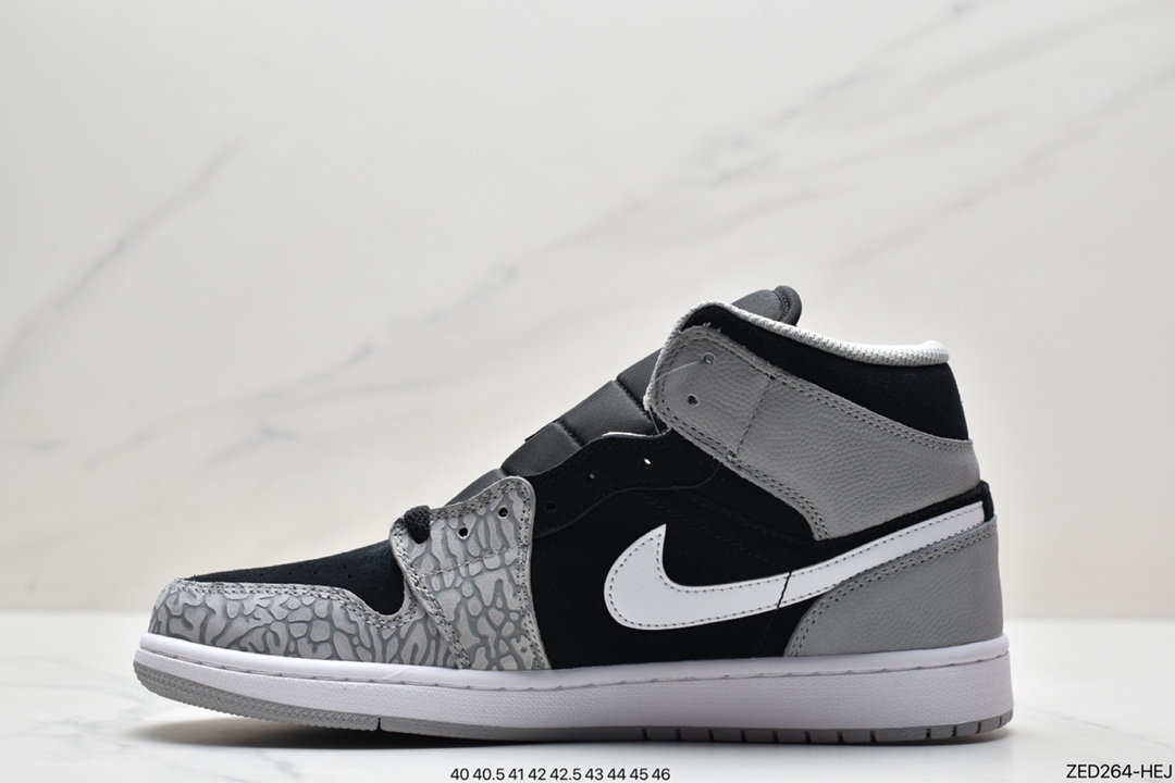 260 Air Jordan 1 Mid SE ”Elephant Toe” 中帮 黑灰爆裂纹 AJ1 乔丹1代 aj1 乔1 DM1200-016