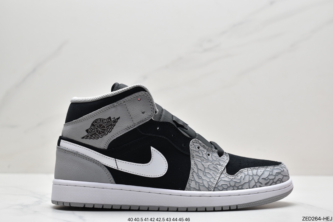 260 Air Jordan 1 Mid SE ”Elephant Toe” 中帮 黑灰爆裂纹 AJ1 乔丹1代 aj1 乔1 DM1200-016