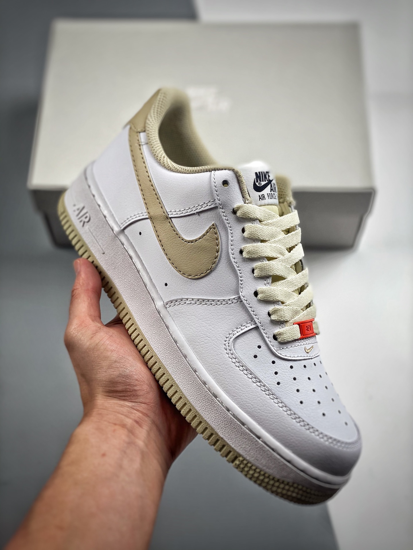 -3 Nike Air Force 1 Low'07 blanco/verde claro, zapatilla casual de caña baja Air Force 1, piel personalizada, impresión…