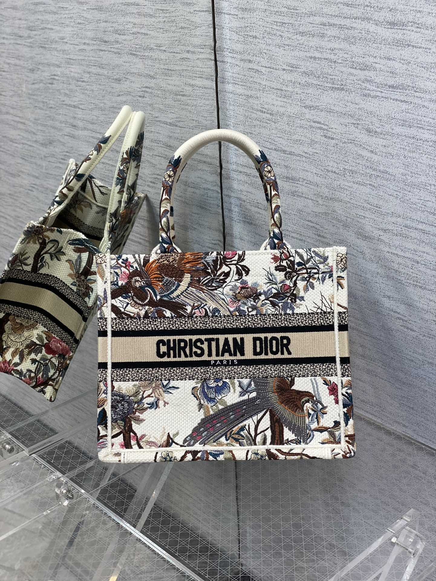 DIOR Small Tote Magpie White Limited Edition Embroidered Handbag