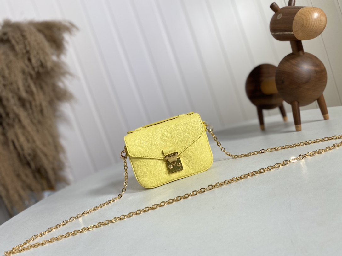 Louis Vuitton LV Pochette MeTis Handbags Crossbody & Shoulder Bags Pink Yellow Empreinte​ Chains M81407