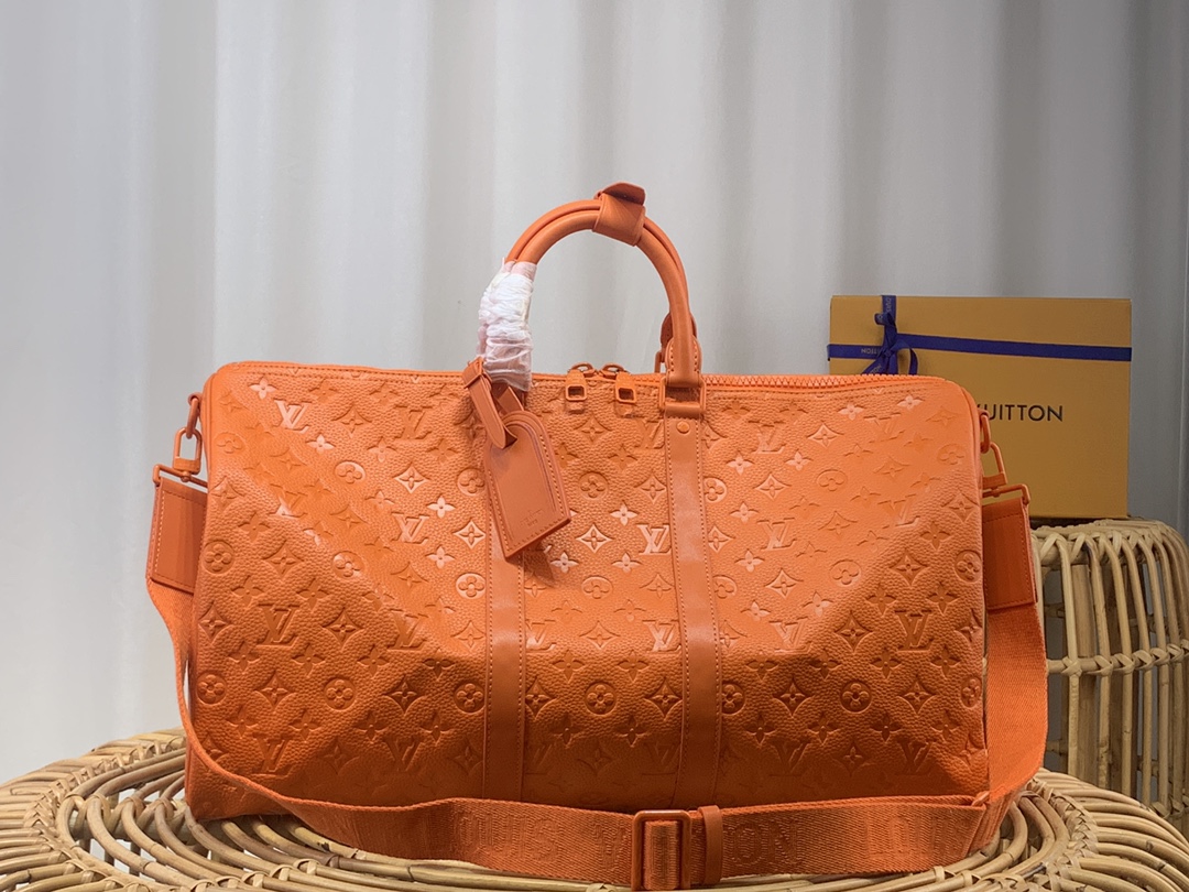 Louis Vuitton LV Keepall Travel Bags Orange Taurillon Summer Collection M20963