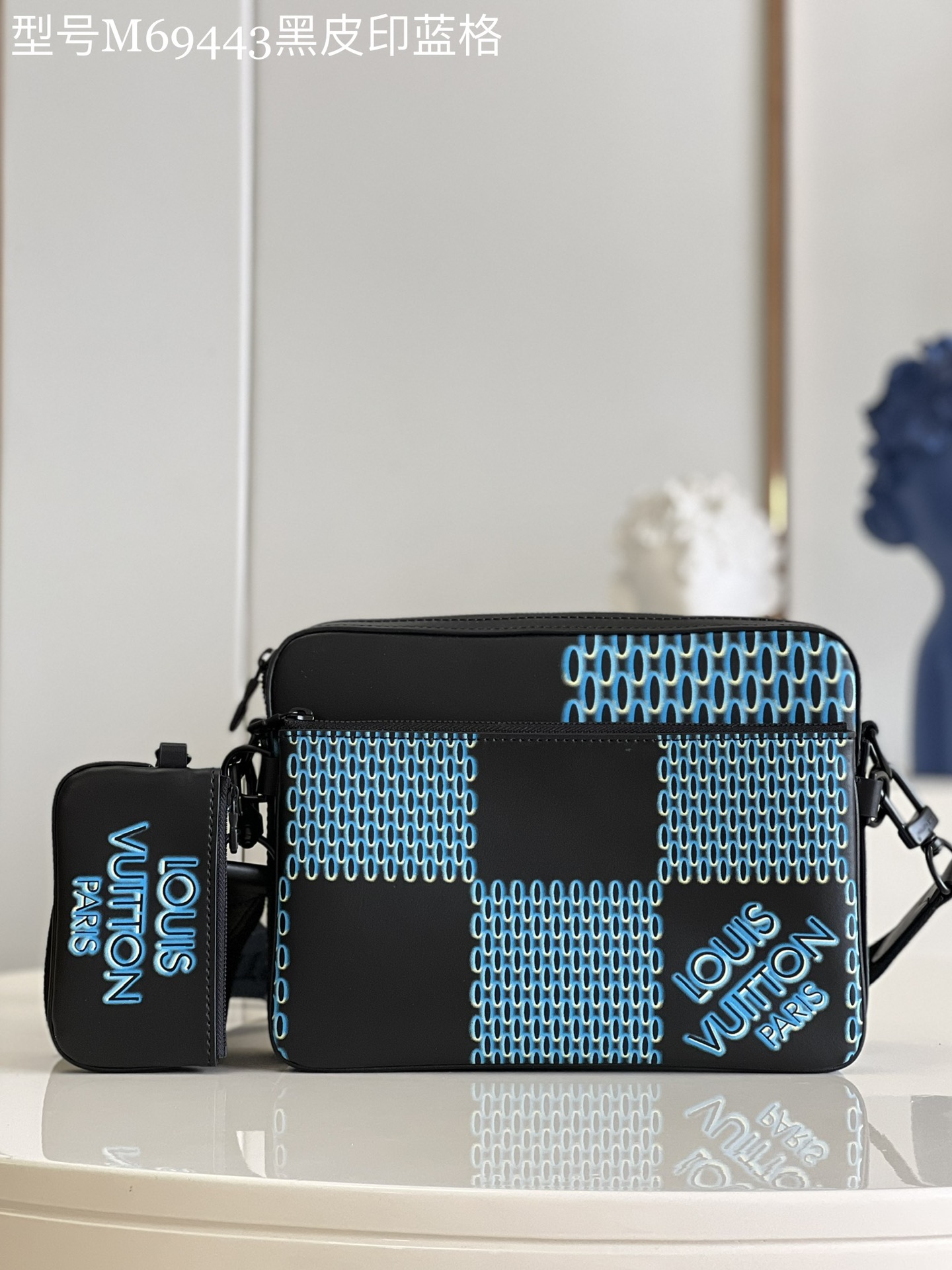 Louis Vuitton Messenger Bags Cheap High Quality Replica
 Black Blue Grid Cowhide M69443