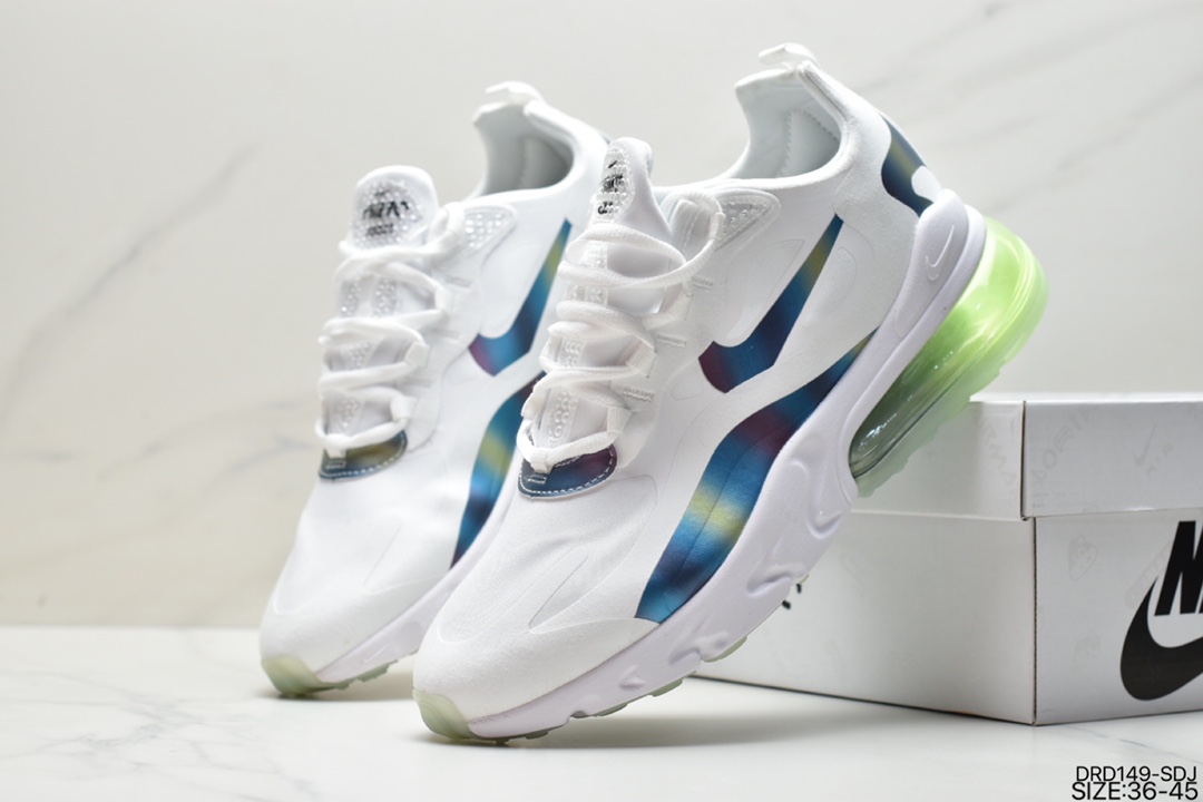 110 耐克Nike Air Max 270 React 270瑞亚赛车系列透气后半掌气垫百搭运动慢跑鞋CJ0620