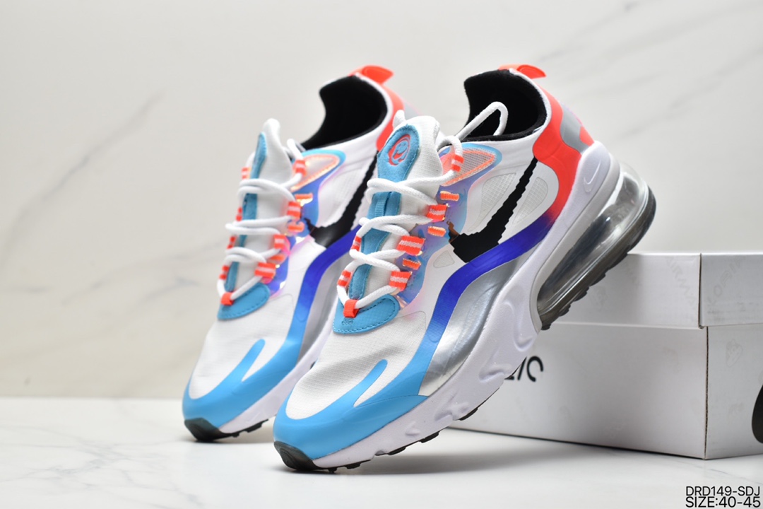 110 耐克Nike Air Max 270 React 270瑞亚赛车系列透气后半掌气垫百搭运动慢跑鞋CJ0620