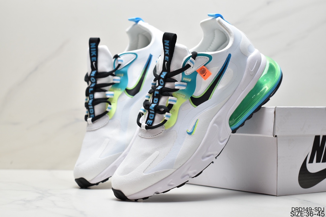 110 耐克Nike Air Max 270 React 270瑞亚赛车系列透气后半掌气垫百搭运动慢跑鞋CJ0620