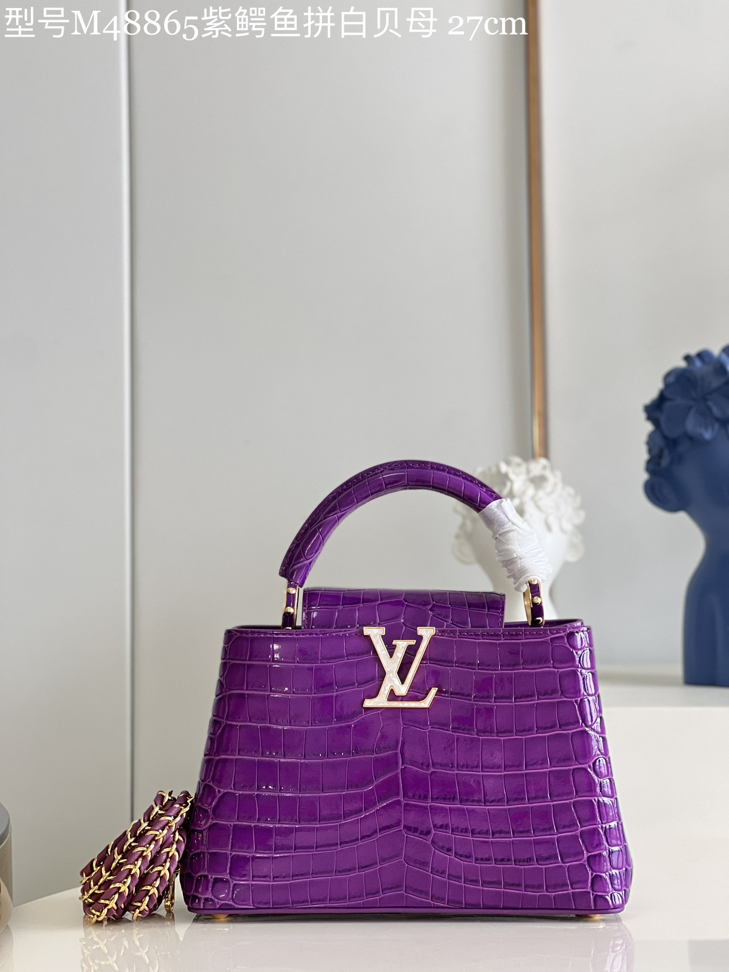 Louis Vuitton LV Capucines Bags Handbags Purple White Calfskin Cowhide M48865