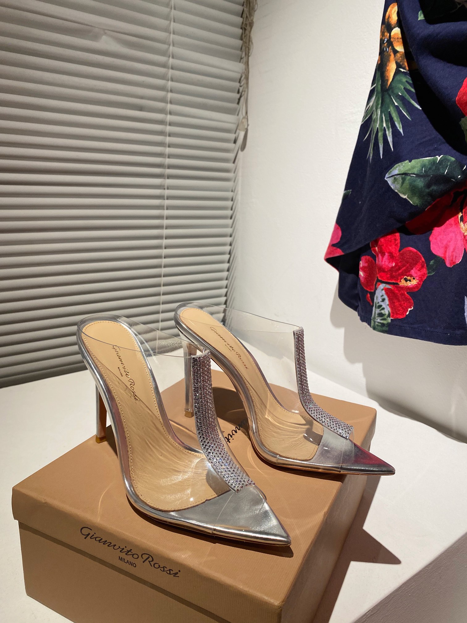 Gianvito Rossi Eiko Stiletto низкий каблук шлепанцы сандалии козья кожа + сетка + чешские стразы 10.5cm/8cm