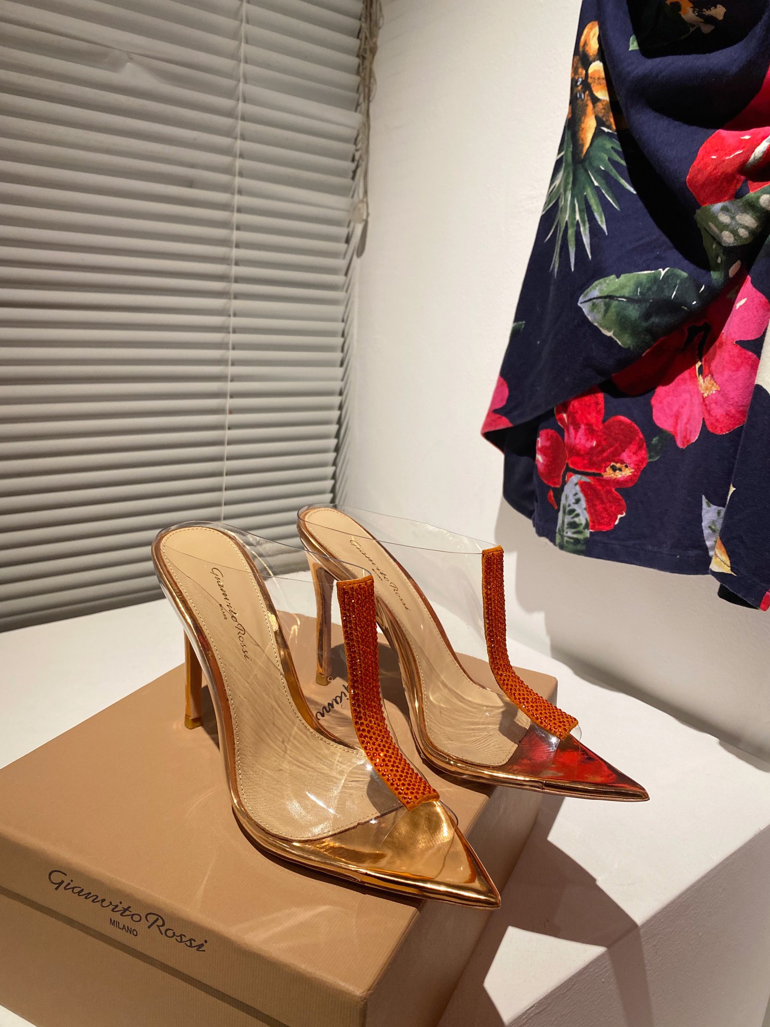 Gianvito Rossi Eiko Stiletto low-heel mules sandals suede + mesh + Czech crystals 10.5cm/8cm