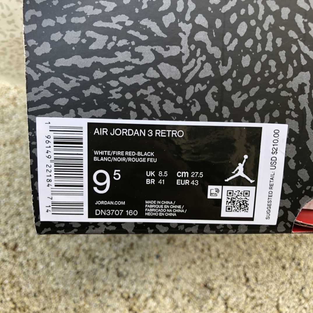460  Air Jordan 3 ”Fire Red” 白红爆裂纹DN3707-160