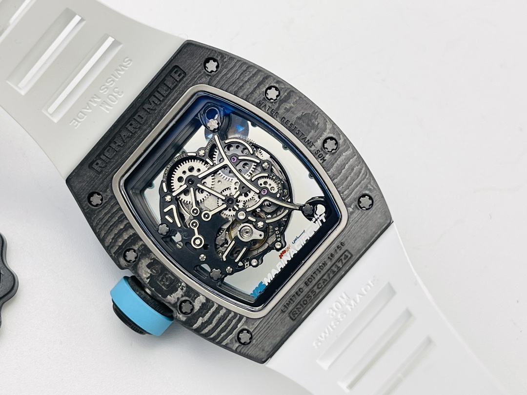 ZF高科技再造传奇RICHARD MILLE碳纤维限量款 理查德米勒RM055“白色传奇”全球限量腕表