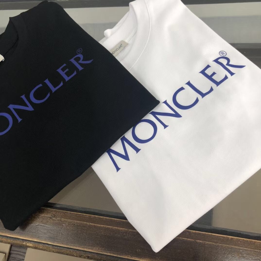 Moncler Clothing T-Shirt Black White Men Cotton Summer Collection Fashion Short Sleeve