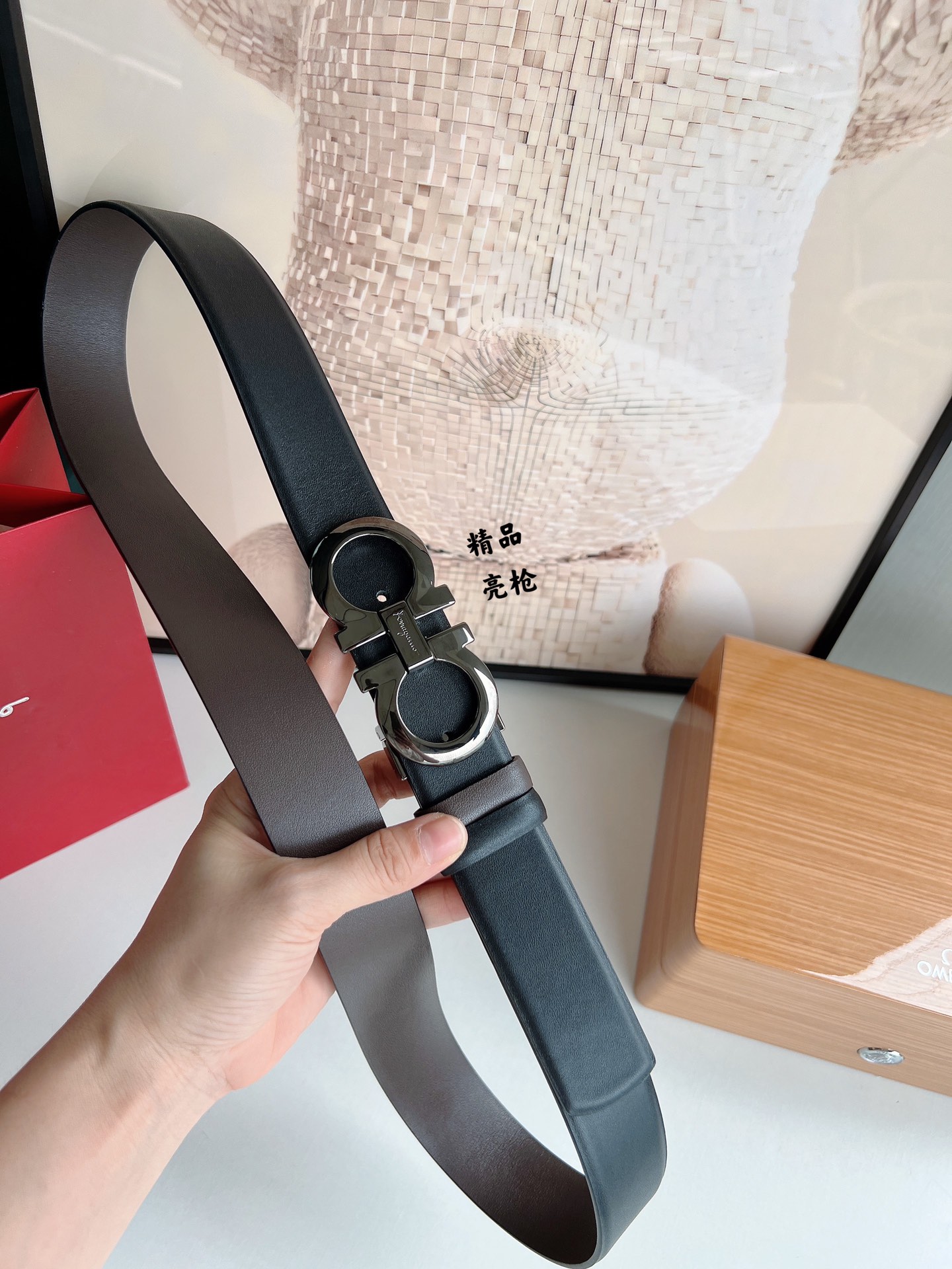 Ferragamo菲拉格慕男士3.5cm精品金属扣牛皮腰带