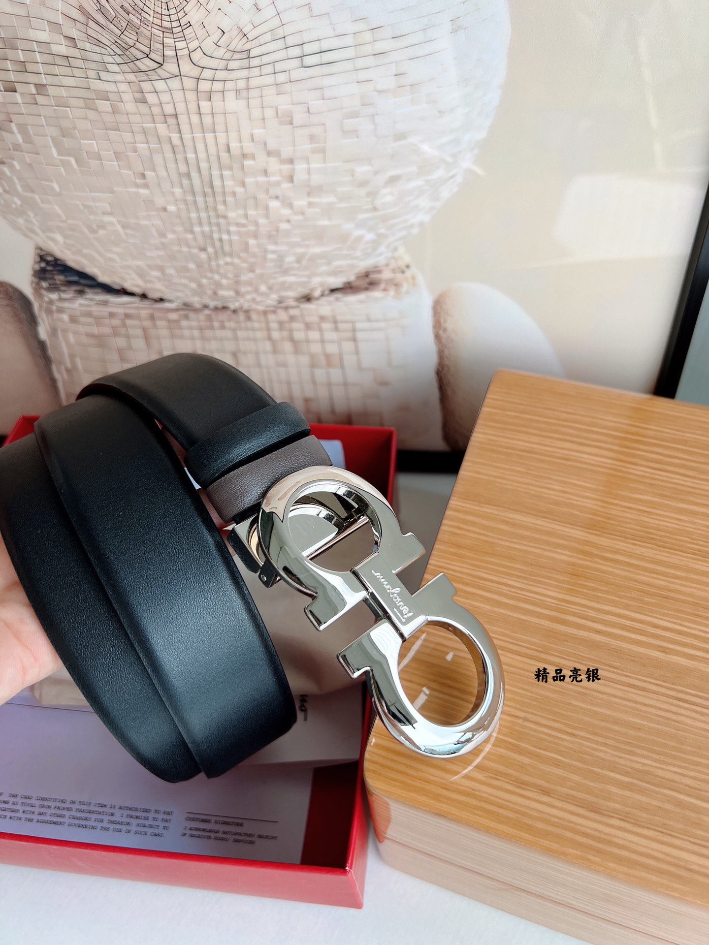 Ferragamo菲拉格慕男士3.5cm精品金属扣牛皮腰带