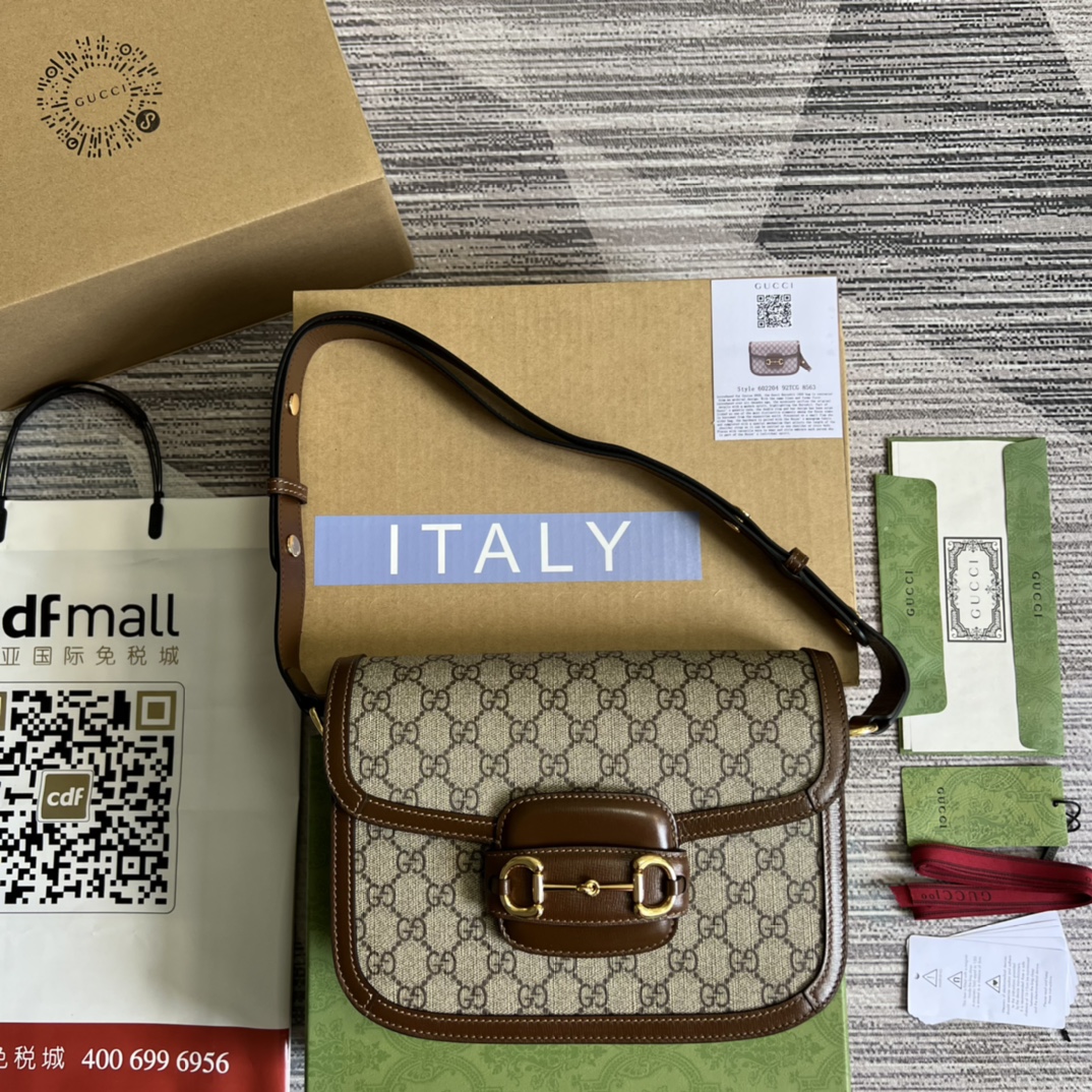 Sac Gucci 1955 Horsebit en cuir marron avec double bandoulière