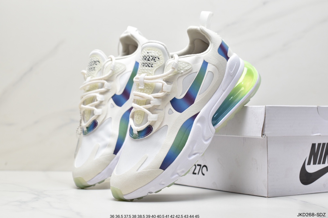160 耐克Nike Air Max 270 React 270瑞亚赛车系列透气后半掌气垫百搭运动慢跑鞋CJ0620