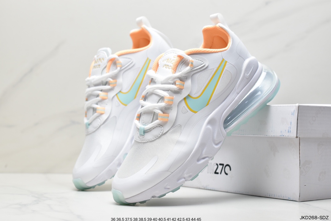 160 耐克Nike Air Max 270 React 270瑞亚赛车系列透气后半掌气垫百搭运动慢跑鞋CJ0620