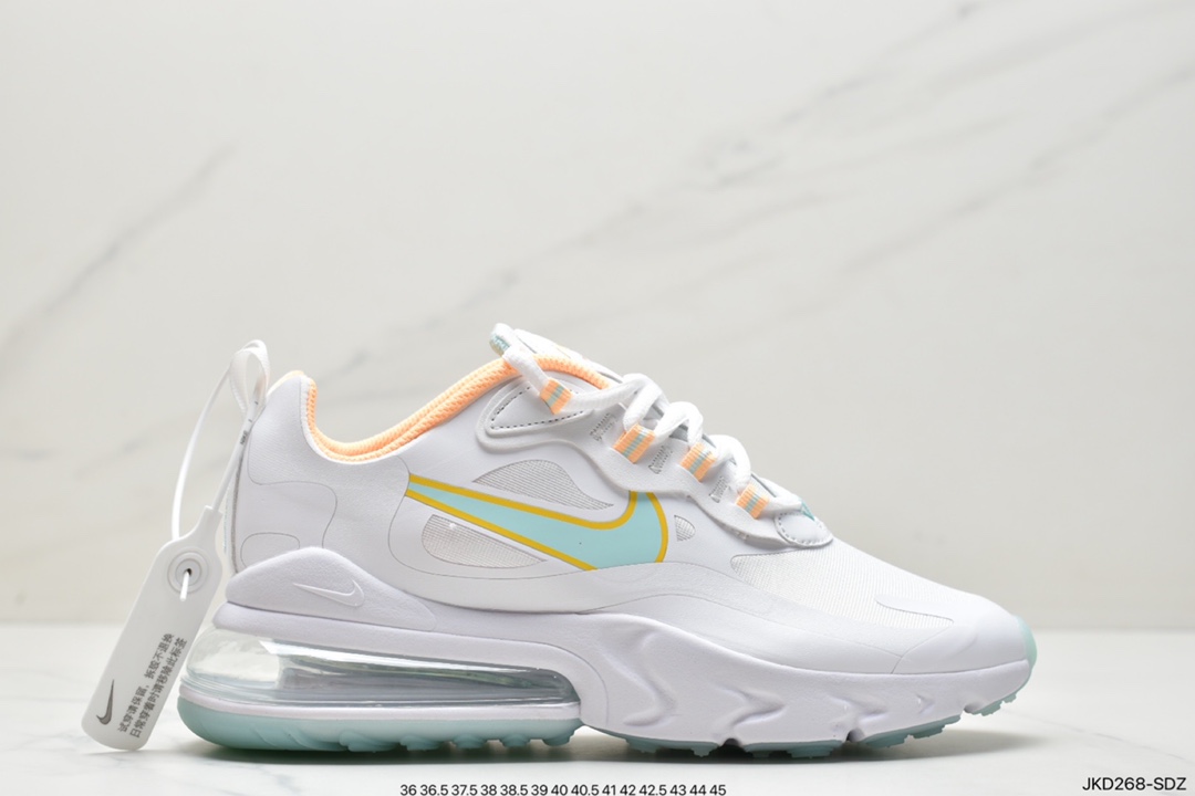 160 耐克Nike Air Max 270 React 270瑞亚赛车系列透气后半掌气垫百搭运动慢跑鞋CJ0620