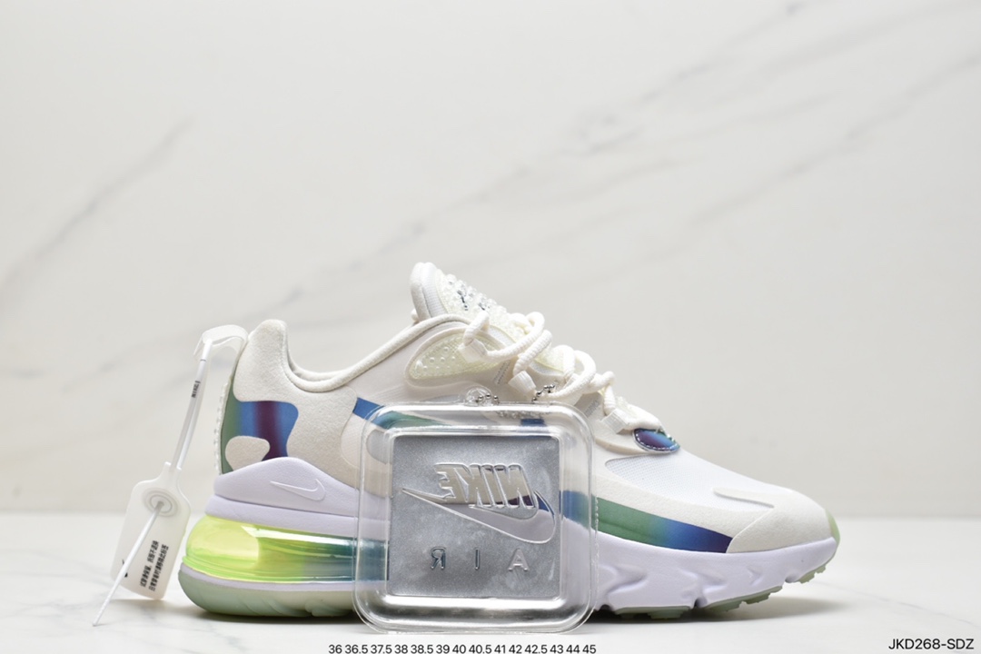 160 耐克Nike Air Max 270 React 270瑞亚赛车系列透气后半掌气垫百搭运动慢跑鞋CJ0620