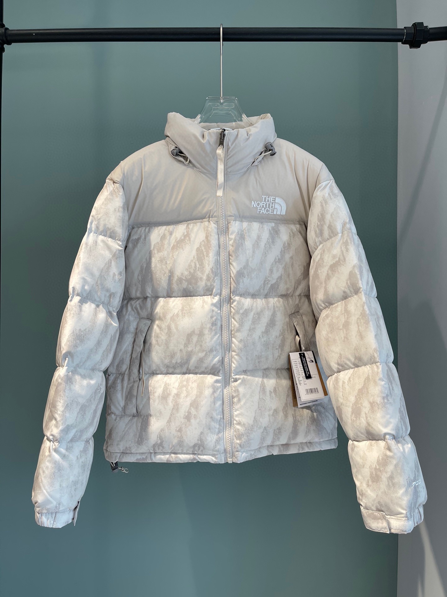 The North Face Clothing Down Jacket White Lattice Unisex Nylon Duck Down Fashion