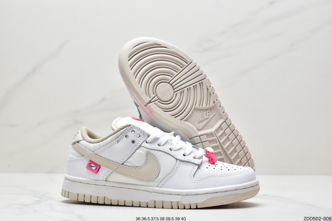 230 耐克Nike Dunk Low 白粉 粉色鞋扣 整双鞋采用白色色为主调DX6060-121