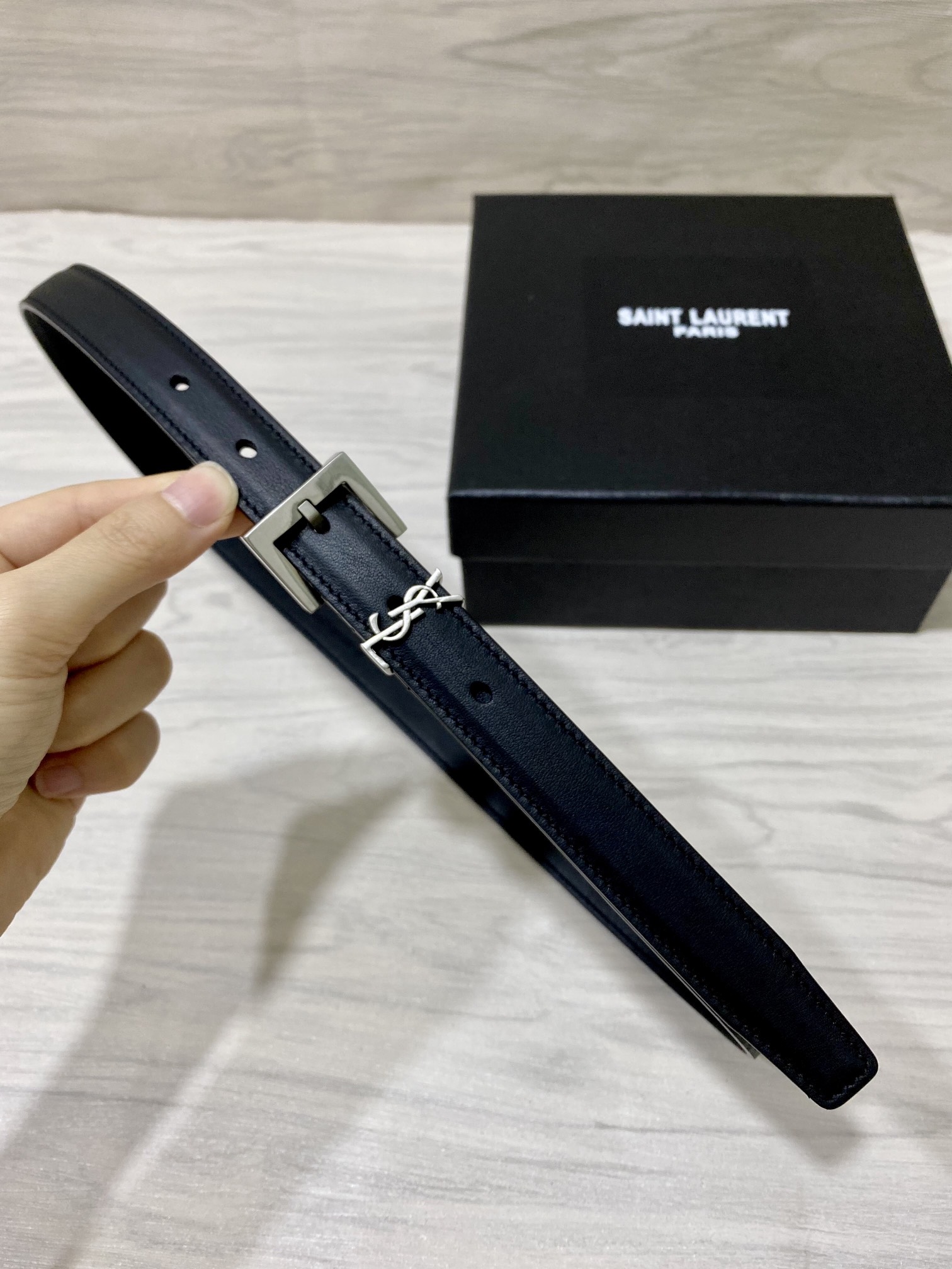 YSL原单20mm带身采用双面头层牛