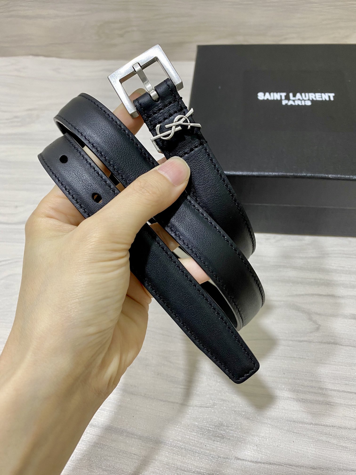 YSL原单20mm带身采用双面头层牛