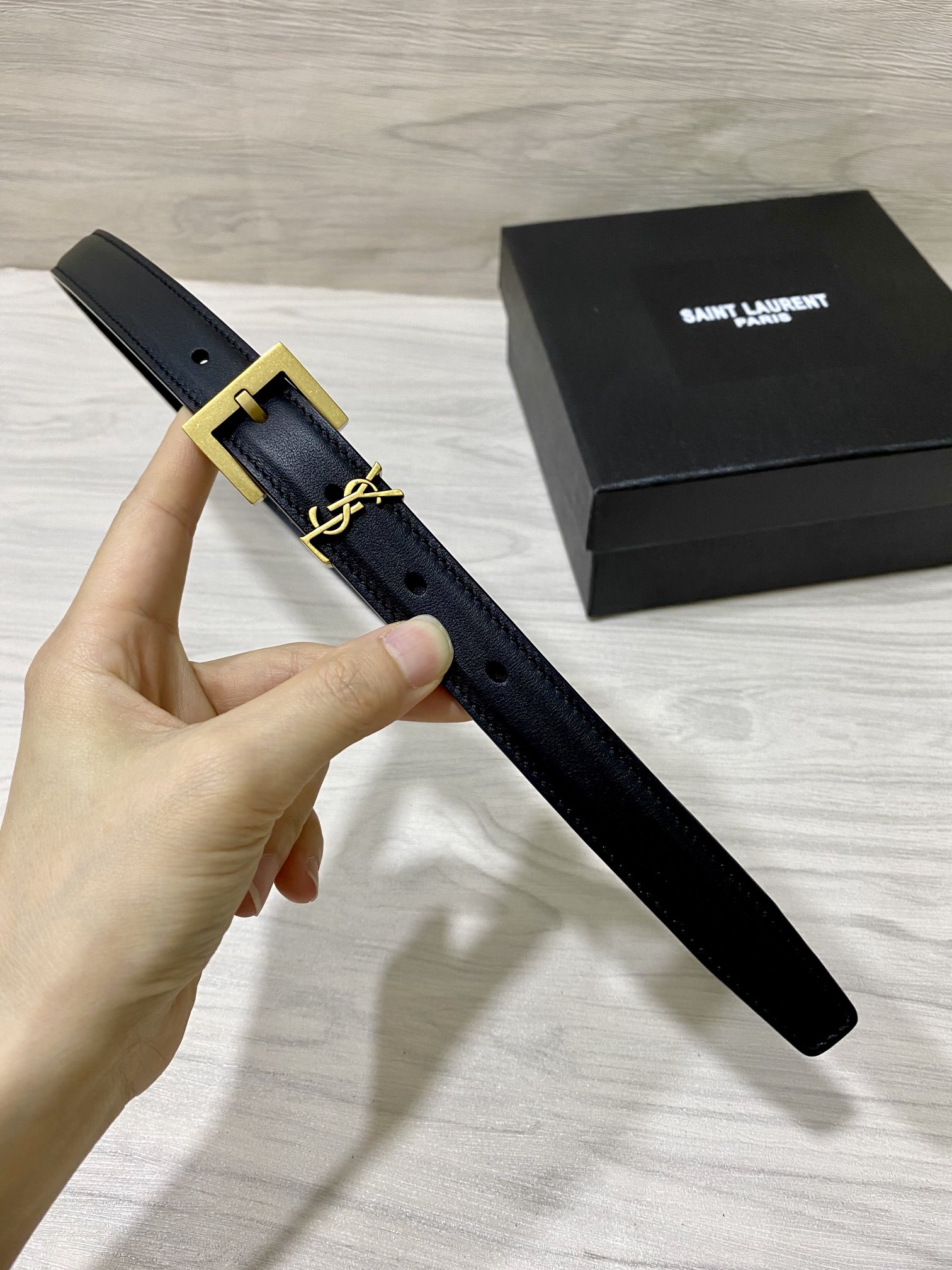 YSL原单20mm带身采用双面头层牛