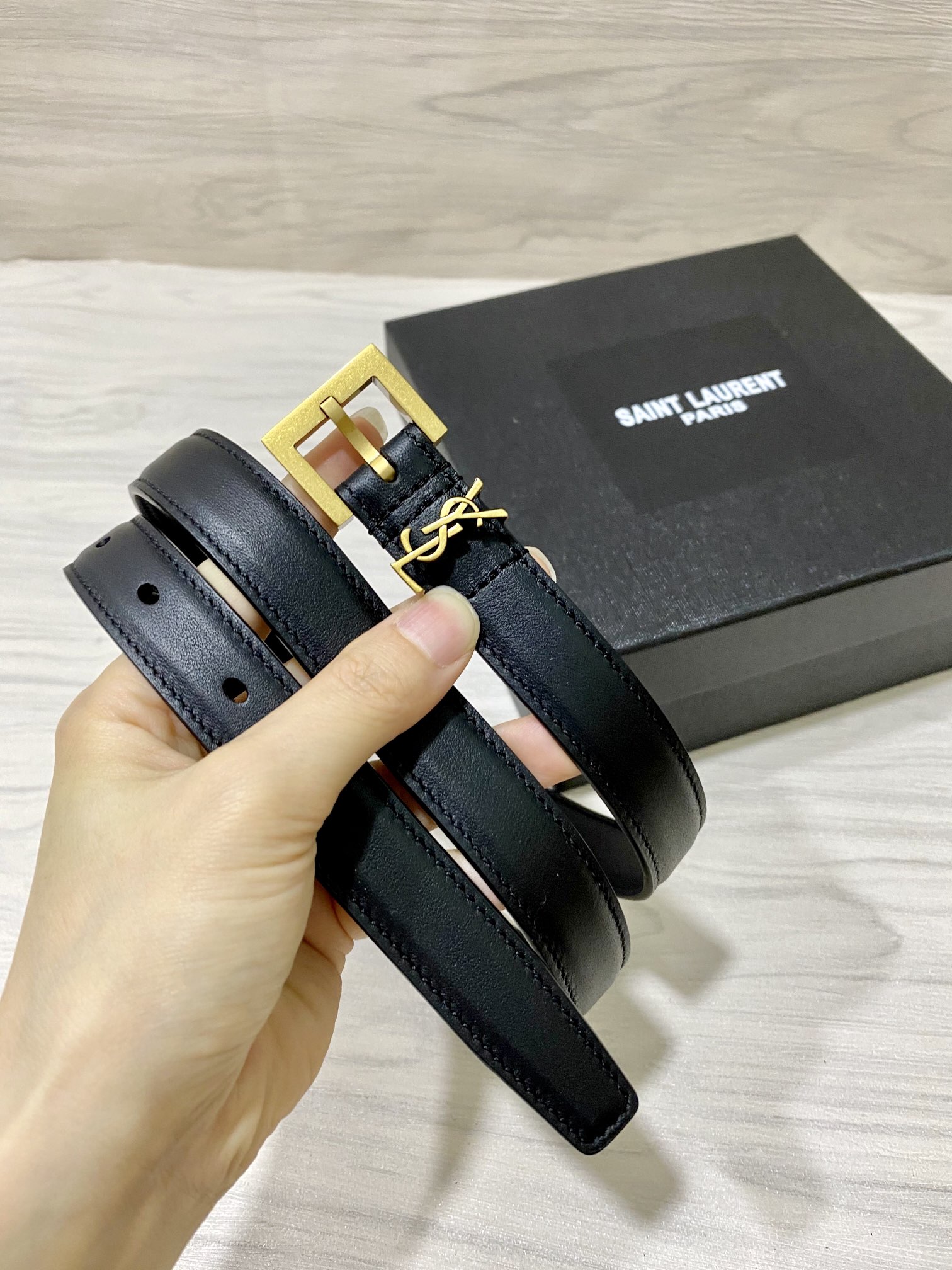 YSL原单20mm带身采用双面头层牛
