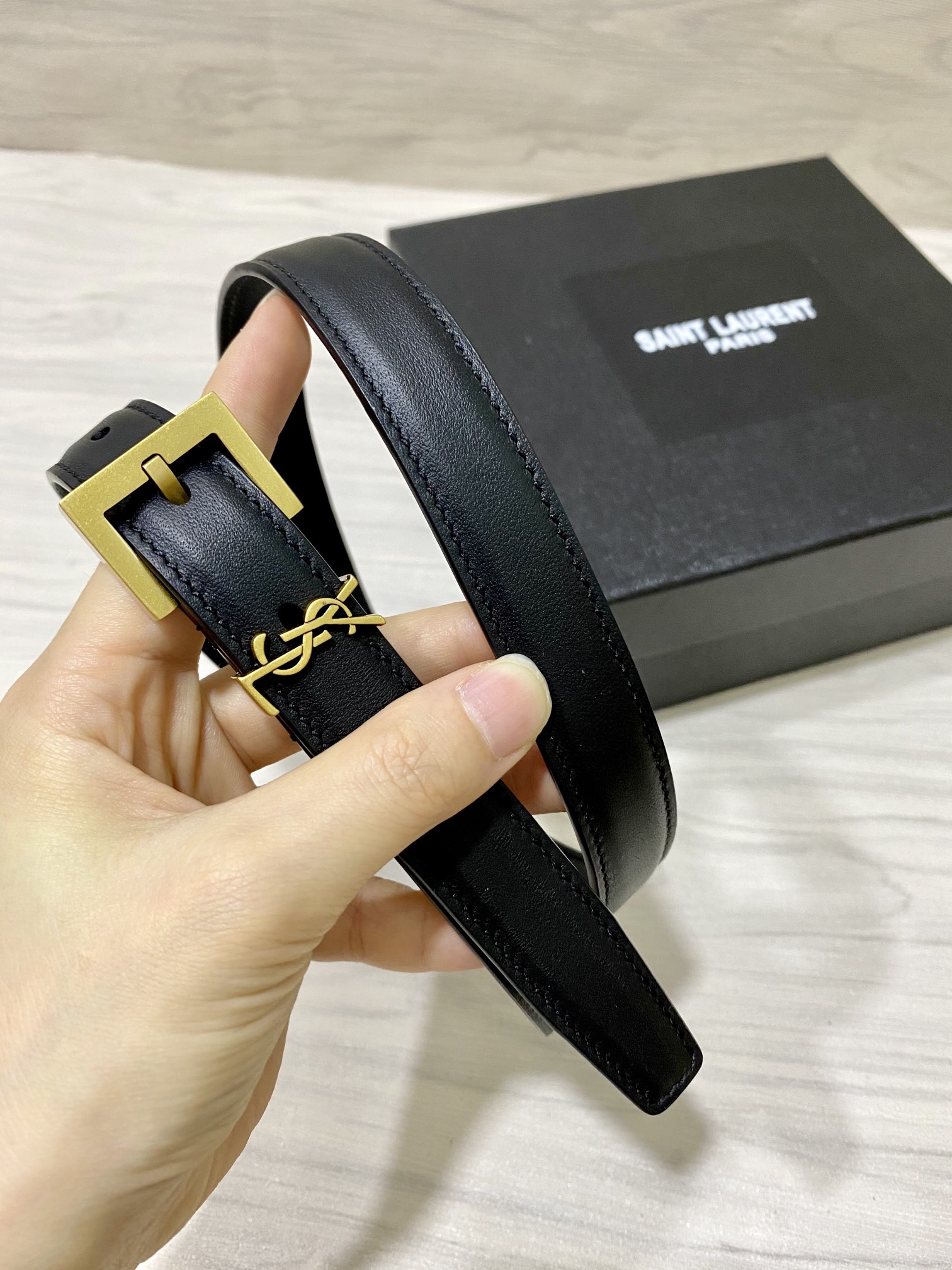 YSL原单20mm带身采用双面头层牛