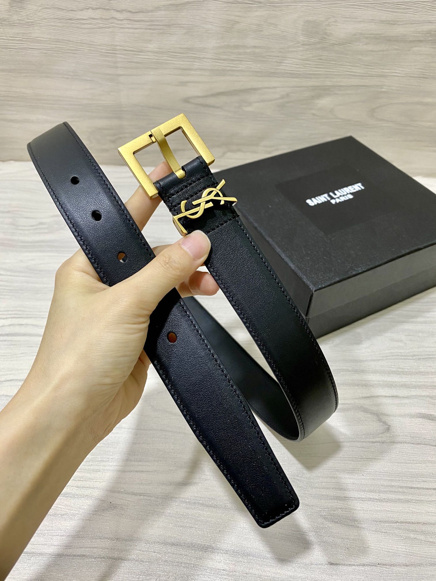 YSL原单30mm带身采用双面头层牛